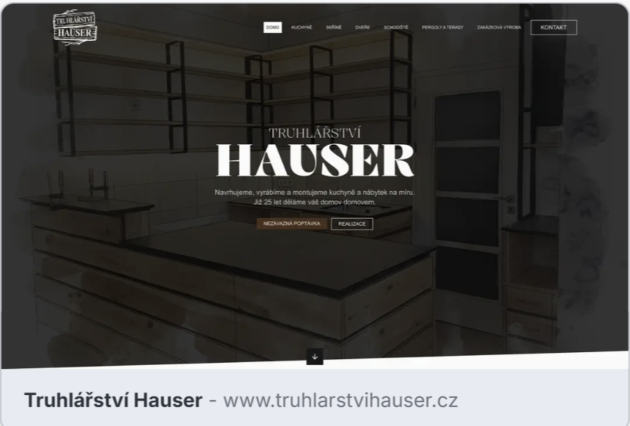 Ukázka webu Truhlářství Hauser