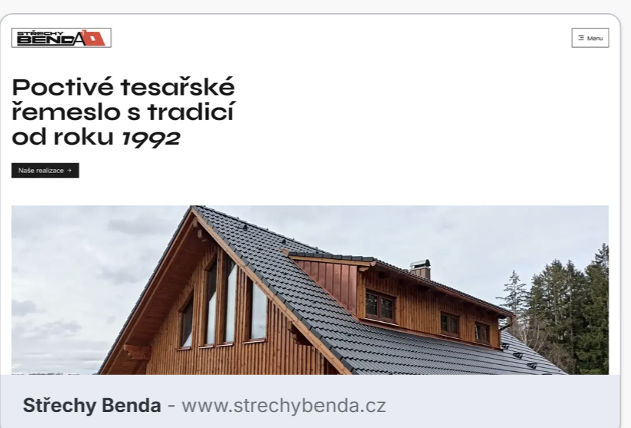 Ukázka webu Střechy Benda
